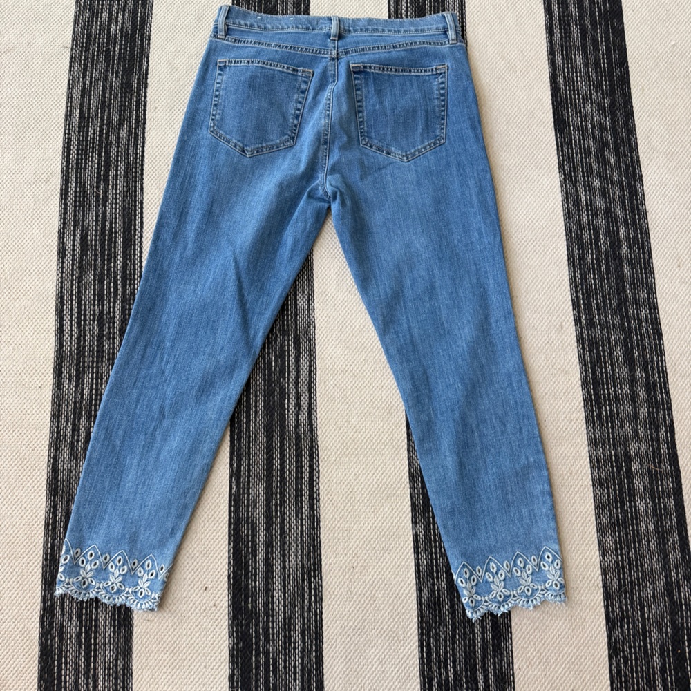 LOFT Women Skinny Crop Light Blue Slim Pocket Denim Jeans Size 28/6 - Picture 2 of 10